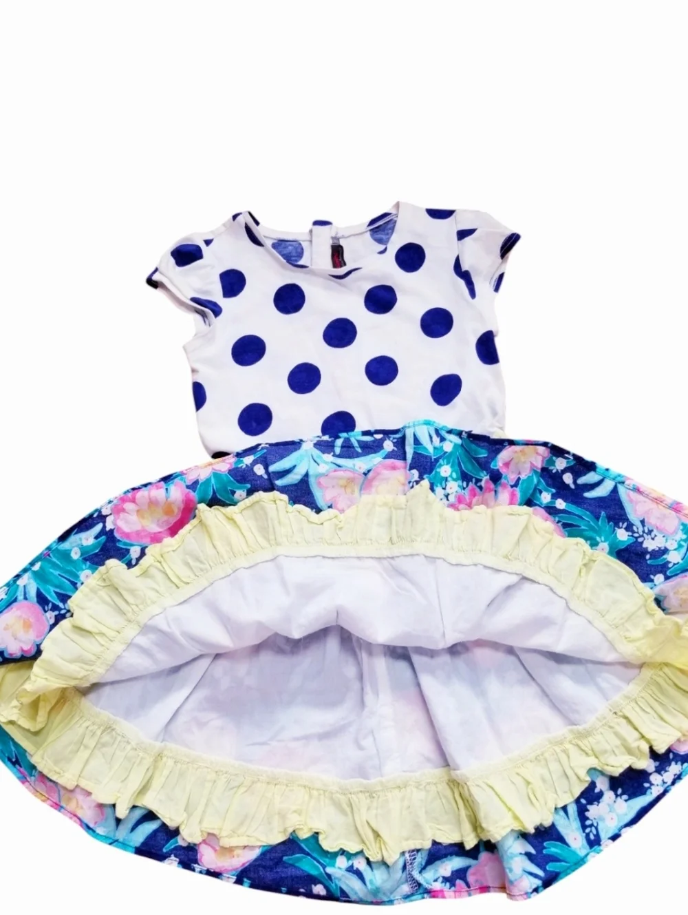 Catimini Polka Dot Top with Floral Skirt Girls Dress 8y